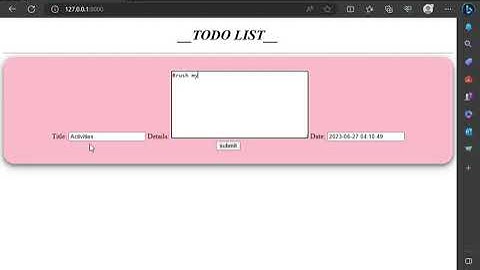 TODO LIST   Project using Django