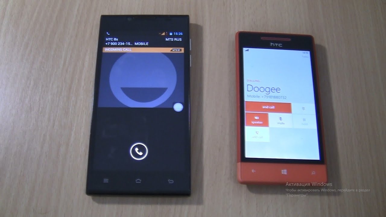 Incoming call & Outgoing call at the Same time Htc 8s+Doogee Turbo DG2014