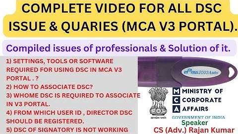 Complete Video for all DSC issues & quaries (MCA V3 Portal). Compiled issues & Solutions of it. #dsc