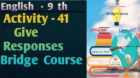Std.9 English Bridge Course | Activity No.41 | Give Responces | Narayani Tech Academy