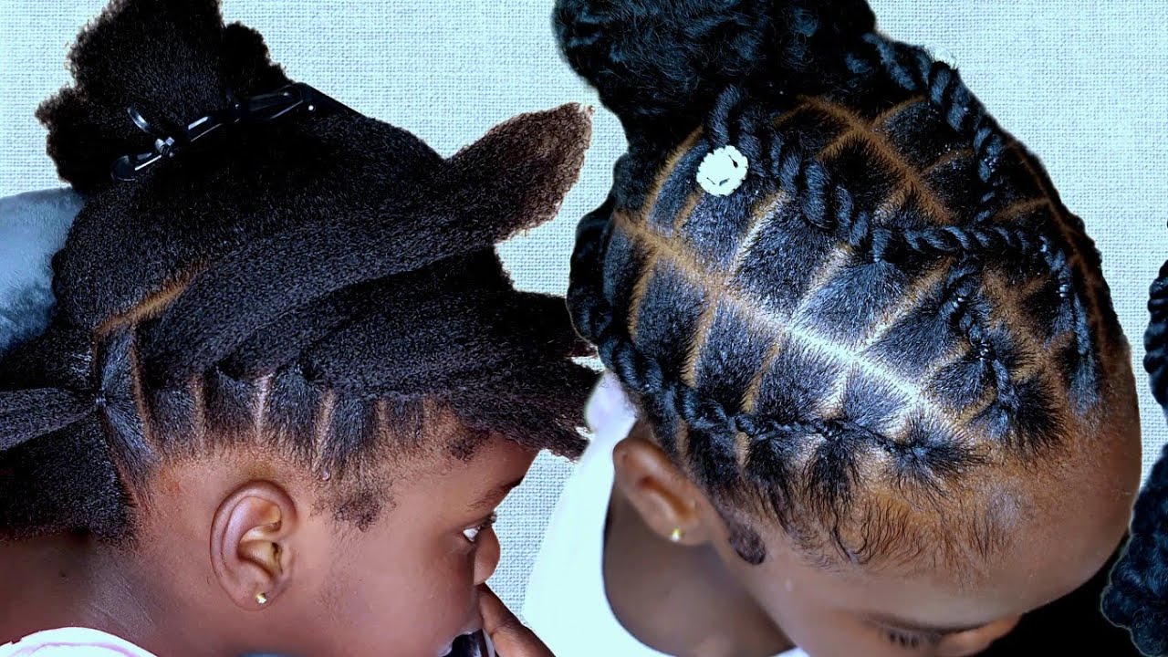 Most beautiful rubber band twist cornrows hairstyle for kids // 