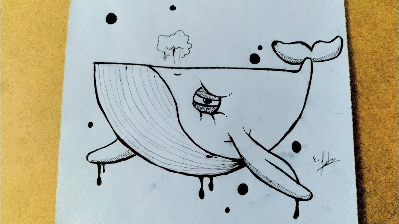 Creative Whale Drawing with Ink | Easy Surreal Art for Beginners