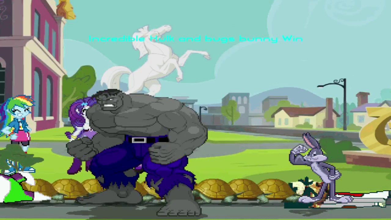 Mugen battle Hulk and Bugs vs Mr.Bean and Patrick