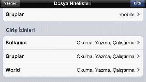 iFile ile Dosya İzinlerini 777 olarak ayarlama