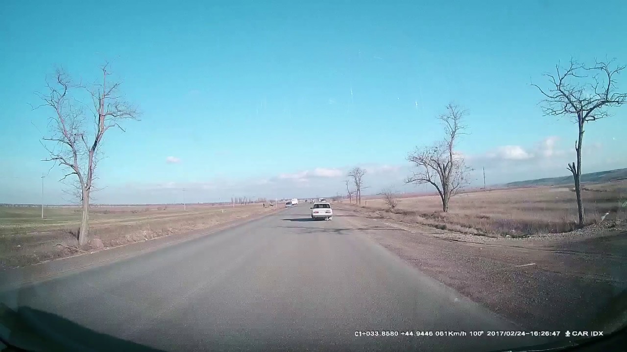 ДТП Пежо улетел в кювет. 24 02 17 Крым. Симферополь. Россия. - YouTube