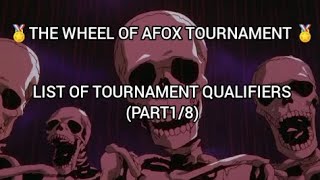 THE LIST OF TOURNAMENT QUALIFIERS(PART 1/8)!!