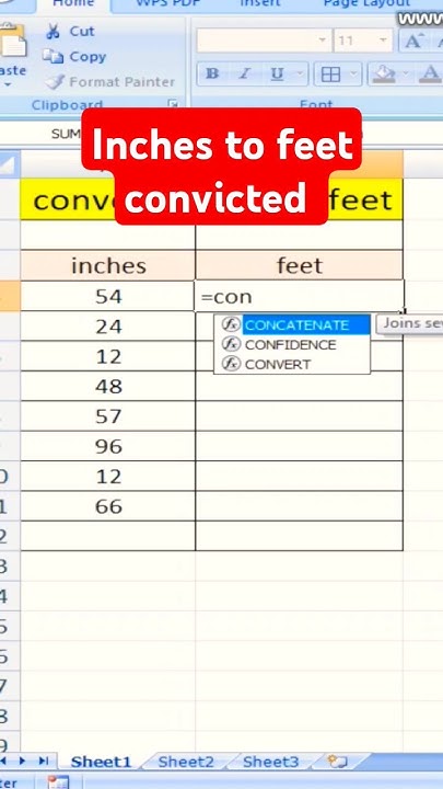 how-to-make-inches-to-feet-convert-in-excel-msoffice-exceltech-youtube