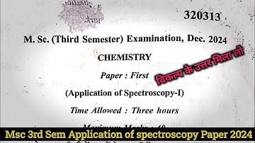 MSc 3rd semester application of spectroscopy 1 paper 2024 msc 3rd sem chemistry Notes in hindi