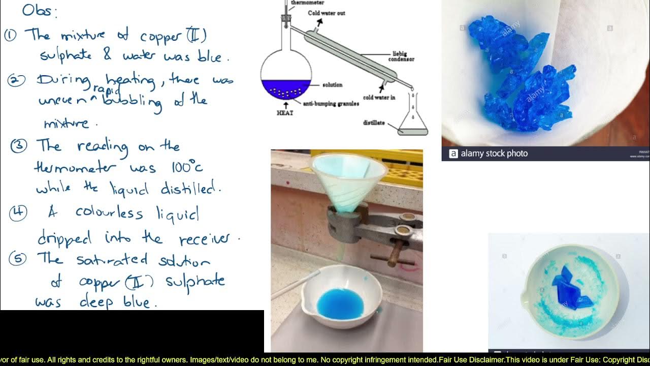 observations copper II sulphate and water by simple distillation YouTube