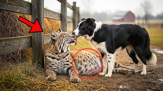 Pregnant Bobcat Collapses Near a Farmhouse – Then a Dog Does Something  Nobody Expected!