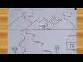 رسم منظر طبيعي تعليم الرسم للمبتدئين بالرصاص رسم سهل Landscape Drawing Easy Art 