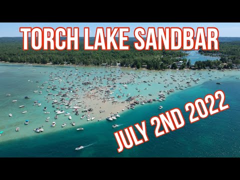 Torch Lake Sand Bar Drone Video - July 2nd 2022
