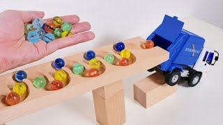 Marble Run Race 〇 HABA Long Wave Slope, Dump Truck &amp; Garbage Truck Long Time Healing #4