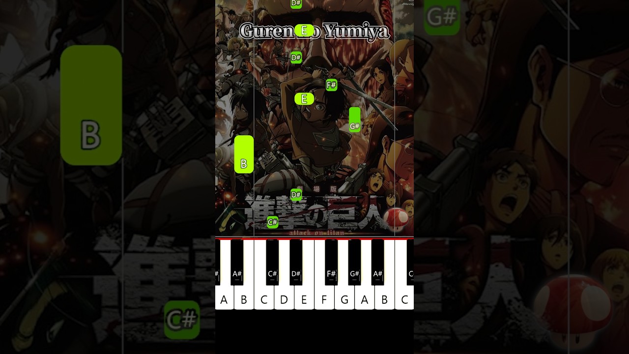 Guren no Yumiya - Attack on Titan - BEGINNER PIANO TUTORIA #gurennoyumiya #attackontitan