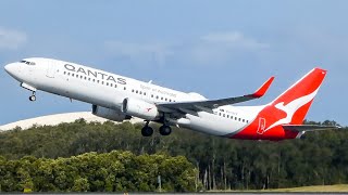 Four Qantas Boeing 737-800S Landing And Blasting Out Of Brisbane International Airport