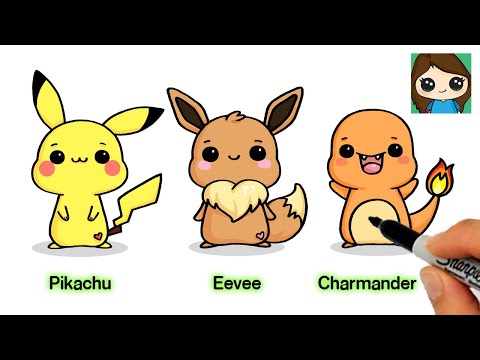 How to Draw Chibi EASY Pokemon #1 | Pikachu • Eevee • Charmander ...