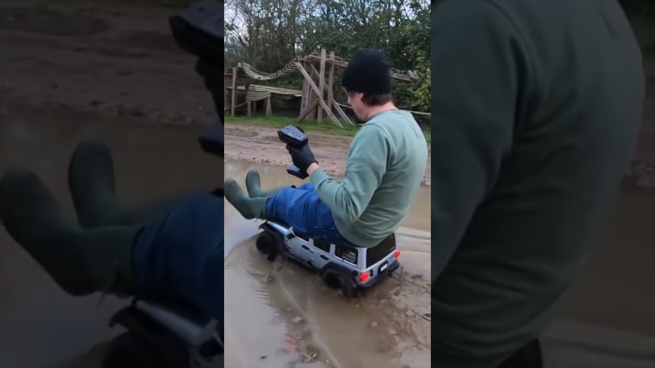 Man rides RC Jeep