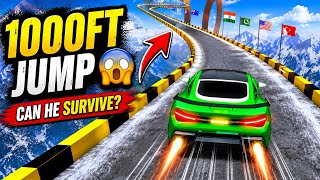 💥 1000FT Mega Ramp Jump 😱 Can This Car Survive? | Extreme Stunt Gameplay👉 Alternative: