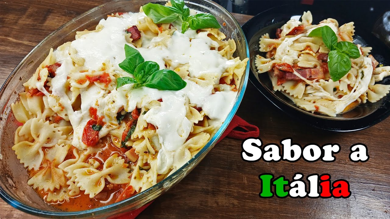 Massa Farfalle Mediterrânica com Tomate Cherry, Mozzarella e Manjericão