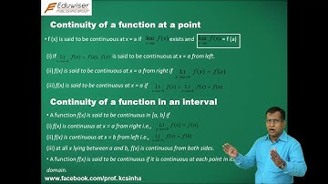 Part 1 - Existence of Limit, Continuity properties and geometrical meaning (Prof. K. C. Sinha)