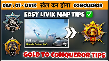 DAY🇮🇳01- Gold/Platinum To Conqueror Daily Plus Target 🎯 & Low Device Best Strategy ✅ On Livik Map 🔥