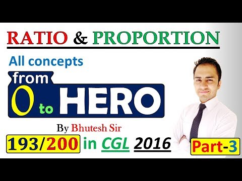 Ratio and proportion (Part-3) for SSC CGL, Bank PO,  RRB NTPC, Group D, CHSL, CPO Tier 1 and tier 2