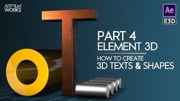Video Copilot Element 3D Hindi Tutorial Part 4 - How to Create 3D Texts & Shapes in Element 3D V2.2