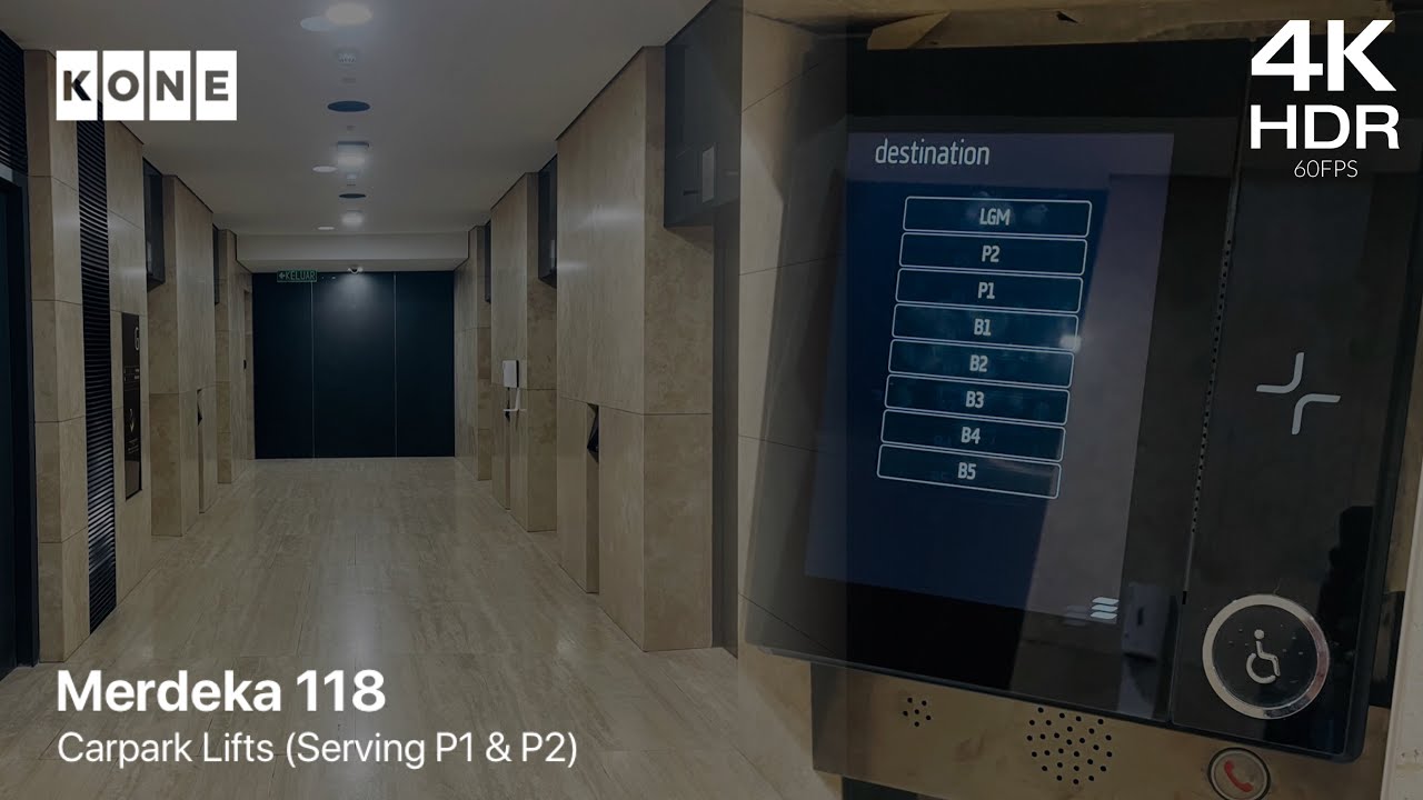 (68th Merdeka Special) KONE MonoSpace MRL [Carpark Lifts Serving P1 & P2] @ Merdeka 118