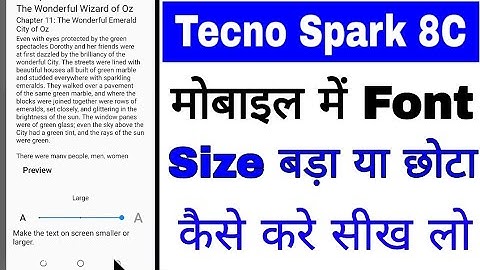 tecno spark 8c me font size Chhota bada kaise kare।। increase/descrease font size in Tecno Spark 8c