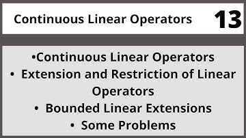 Continuous Linear Operators|Functional Analysis in Hindi Urdu  MTH327 LECTURE 13