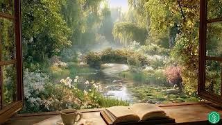 Sunny Spring Window View 🍃 Garden Birds, Soft Stream Sounds and Calm Nature Ambience screenshot 4