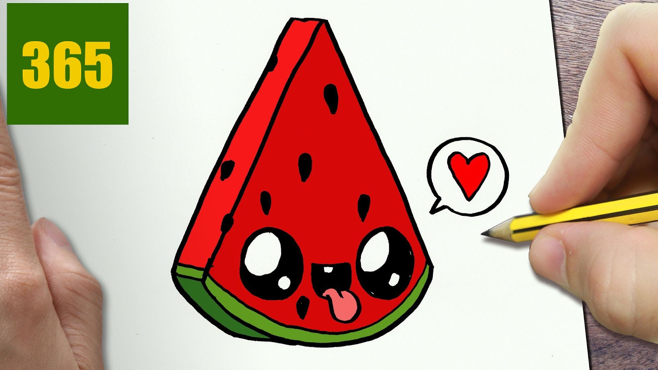 How To Draw Draw A Cute Watermelon Easy Youtube