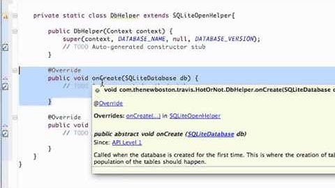Android Application Development Tutorial   113   SQLite class implementing SQLiteOpenHelper