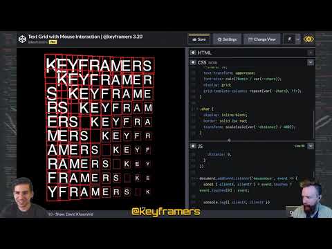 LIVE: Text Grid With Mouse Interaction | @keyframers 3.20