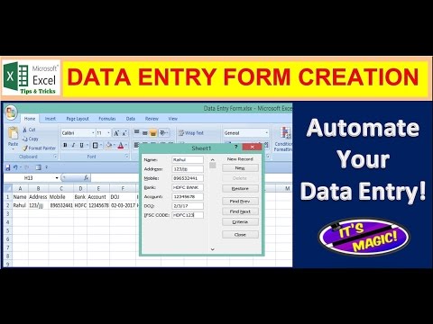 data entry form||how to create a data entry form in excel||data entry ...