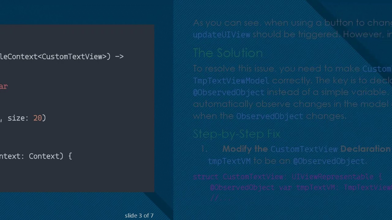 Solving iOS 14 UIViewRepresentable Update Issues with ObservedObject in SwiftUI