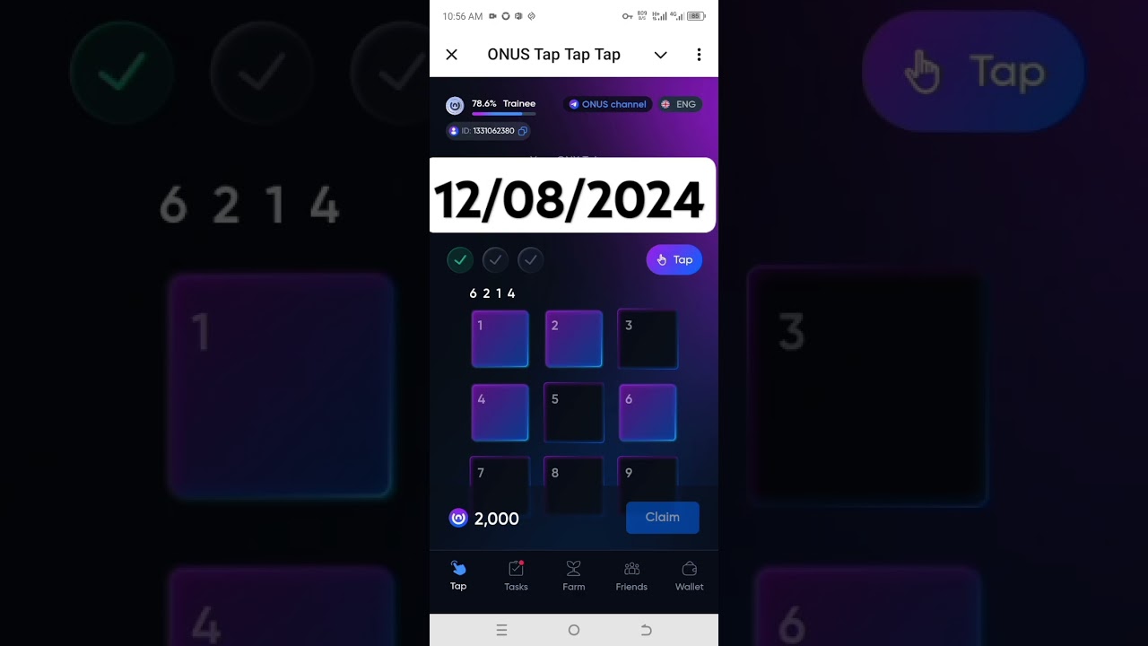 ONUS TAP TAP DAILY CODE 12 AUGUST 2024 