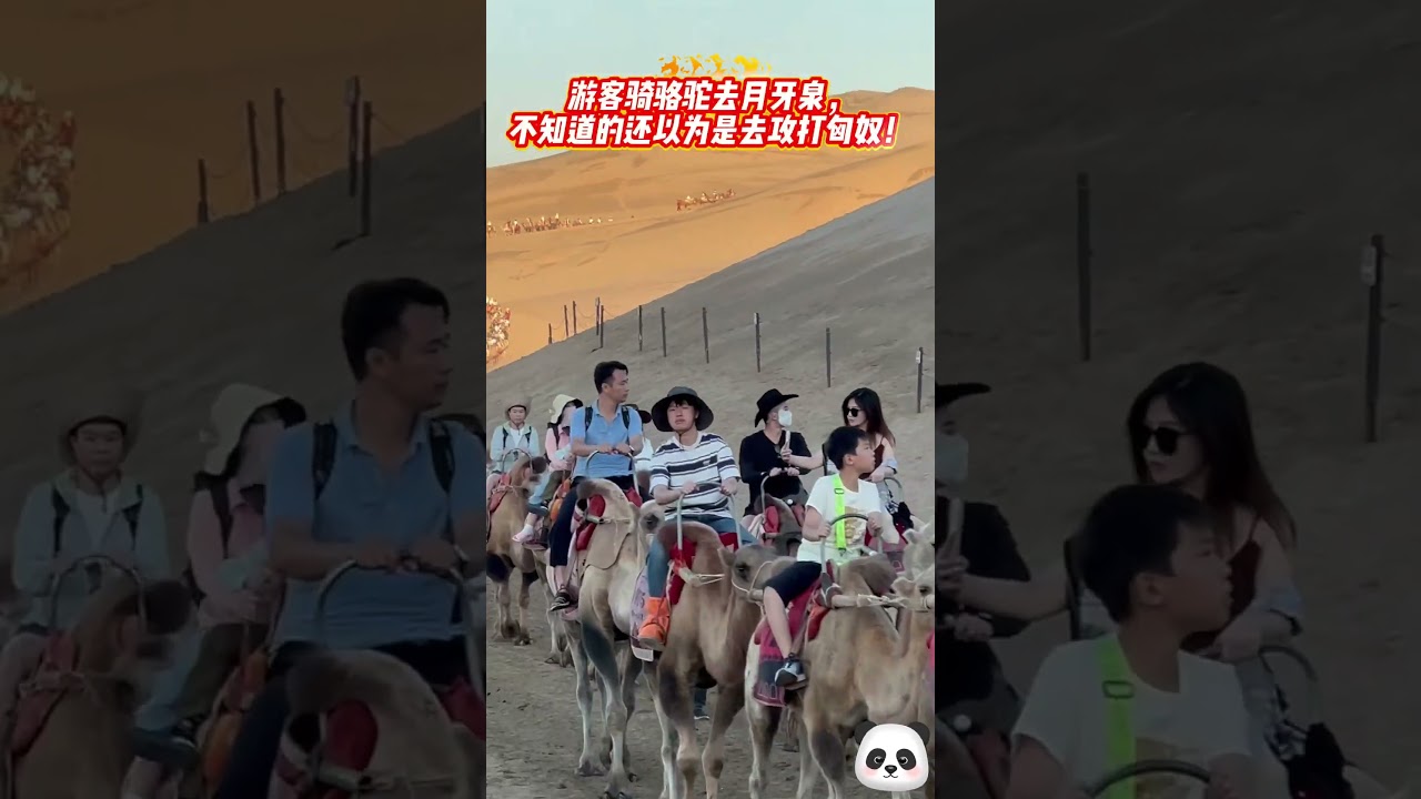 遊客騎駱駝去月牙泉，不知道的以為是去“攻打匈奴”！#shorts #china #DynamicChina