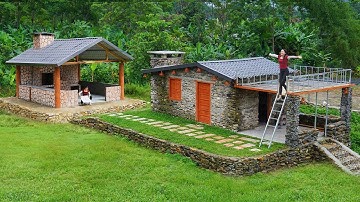 The Girl Spends 60 Days To Alone Build Stone House And Kitchen --TIMELAPSE from Start to Finish