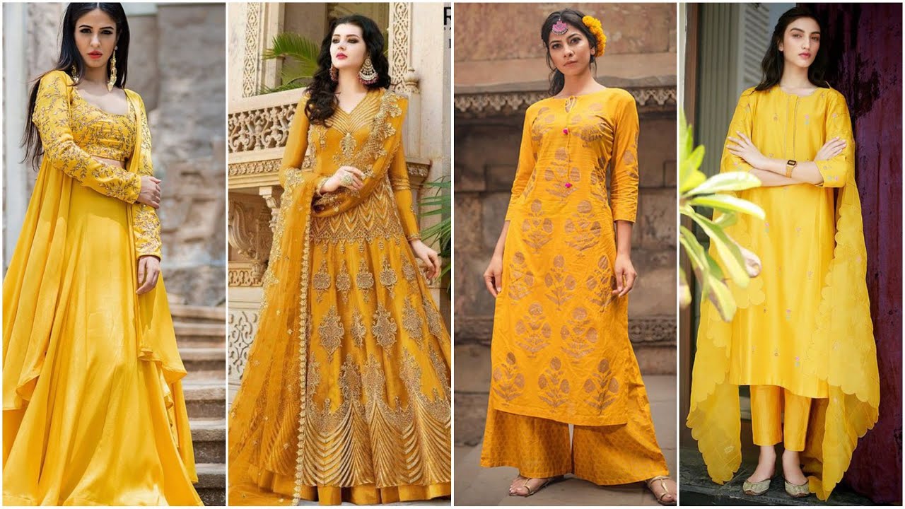 Presenting you latest Haldi Outfit ideas for Bride.  #weddingbazaar#indianwedding #haldioutfitforbride… | Haldi outfits, Simple  mehndi dresses, Floral themed wedding