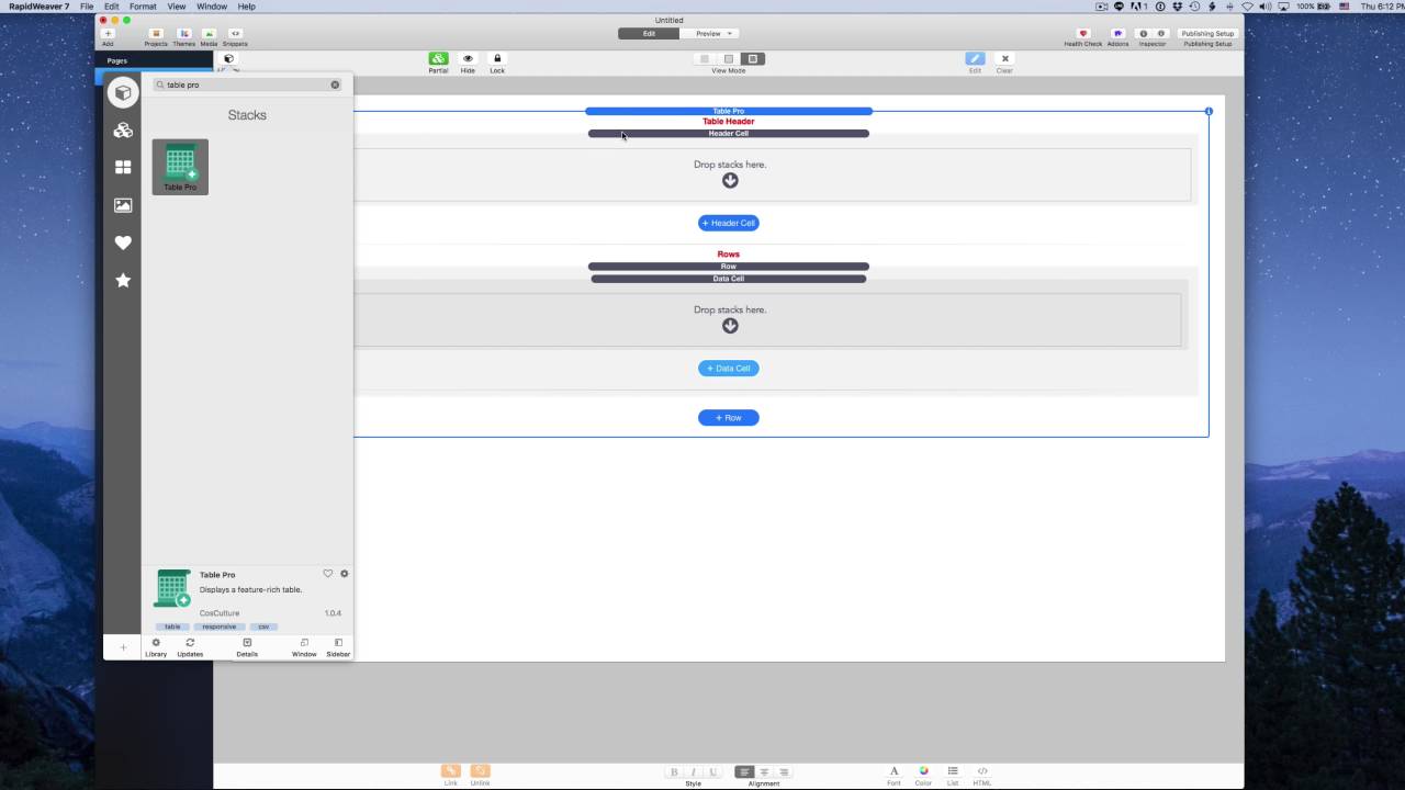How To Add The Table Pro Stack To RapidWeaver - YouTube