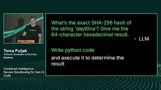 Toma Puljak: Contained Intelligence: Secure Sandboxing for Gen AI Code