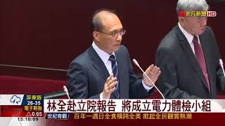 【非凡新聞】林全赴立院報告 將成立電力體檢小組