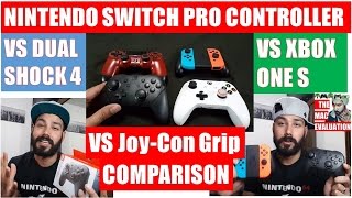 Nintendo Switch Pro Controller vs DualShock 4 vs XBOX One S vs JoyCon Grip COMPARISON