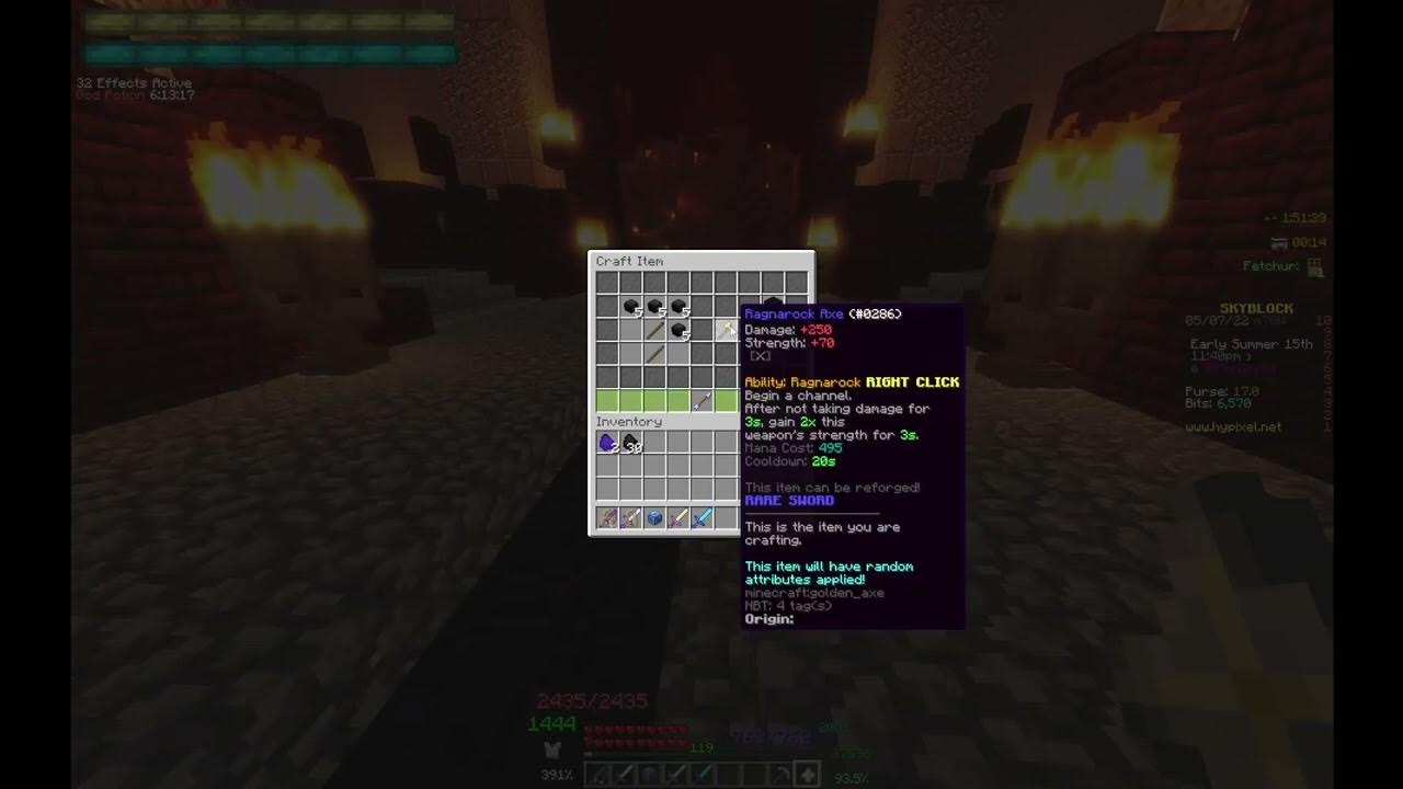 Crafting the Ragnarok Axe (Hypixel Skyblock) YouTube