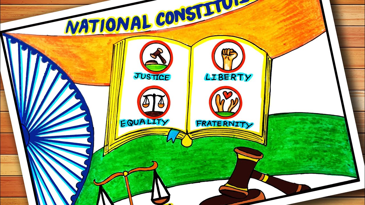 मझ सवधन मझ अभमन पर चतरNational Constitution day drawingNational  Constitution day poster  YouTube