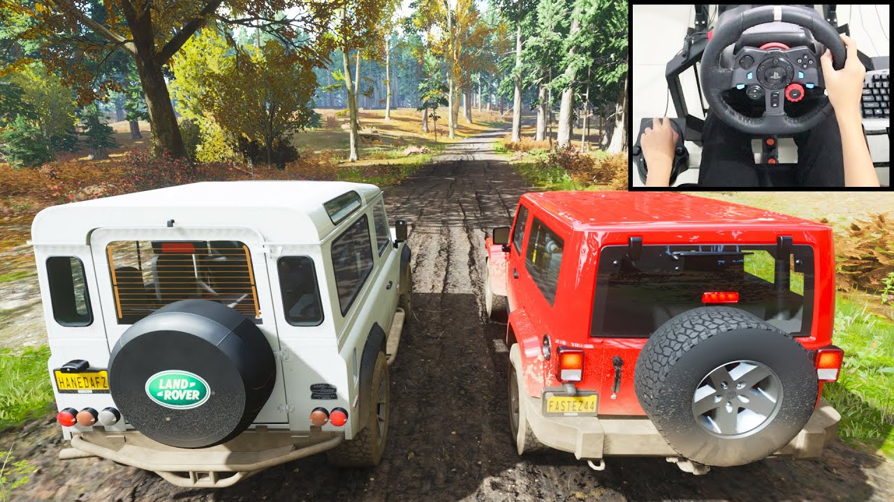 Land Rover Defender 90 and Jeep Wrangler - Forza Horizon 4 | Logitech g29 gameplay