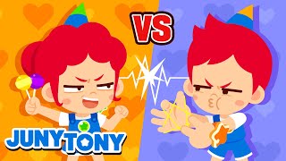 Juny vs. Tony | Kami Kembar 💚🧡 | Hijau vs Oranye | Lagu Anak Lucu | JunyTony Bahasa Indonesia