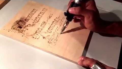 Pyrography, using a Dremel 2000 Versatip. Outlined of letter roughed in. Wood burn letters 03