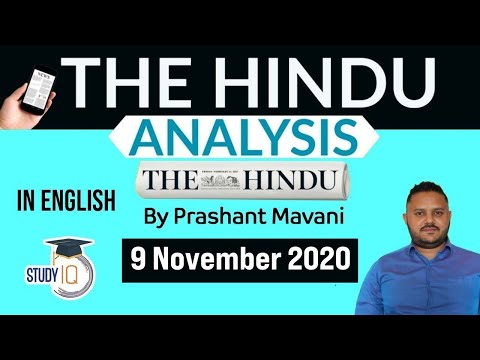 The Hindu Editorial Newspaper Analysis, Current Affairs For UPSC SSC IBPS, 9 November 2020 English
